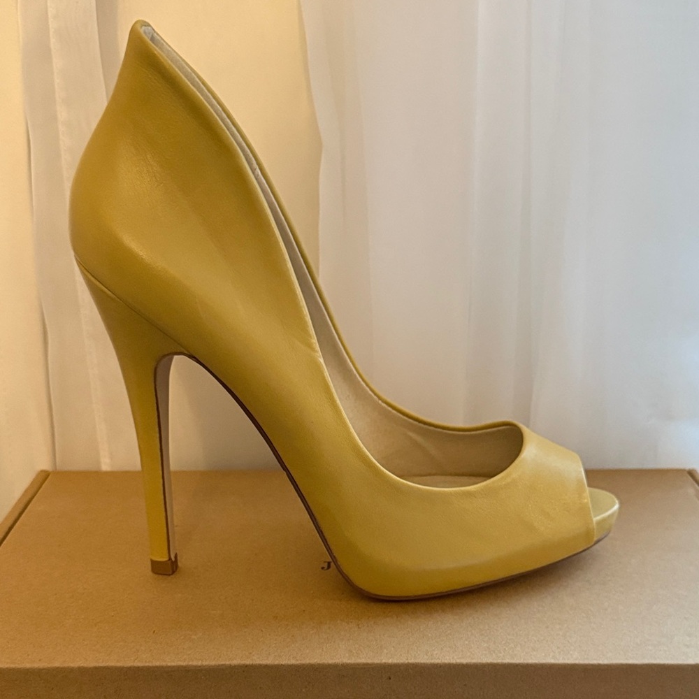 Aldo Yellow Peep-Toe Heels